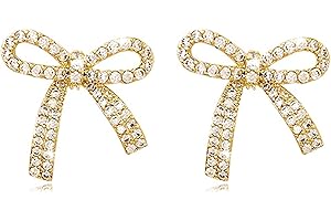 FRODETE Bow Earrings for Women Trendy Sparkly Rhinestone Chain Tassel Earrings Cute Ribbon Stud Earring Daily Party Jewerly Gifts Christmas Stocking Stuffers