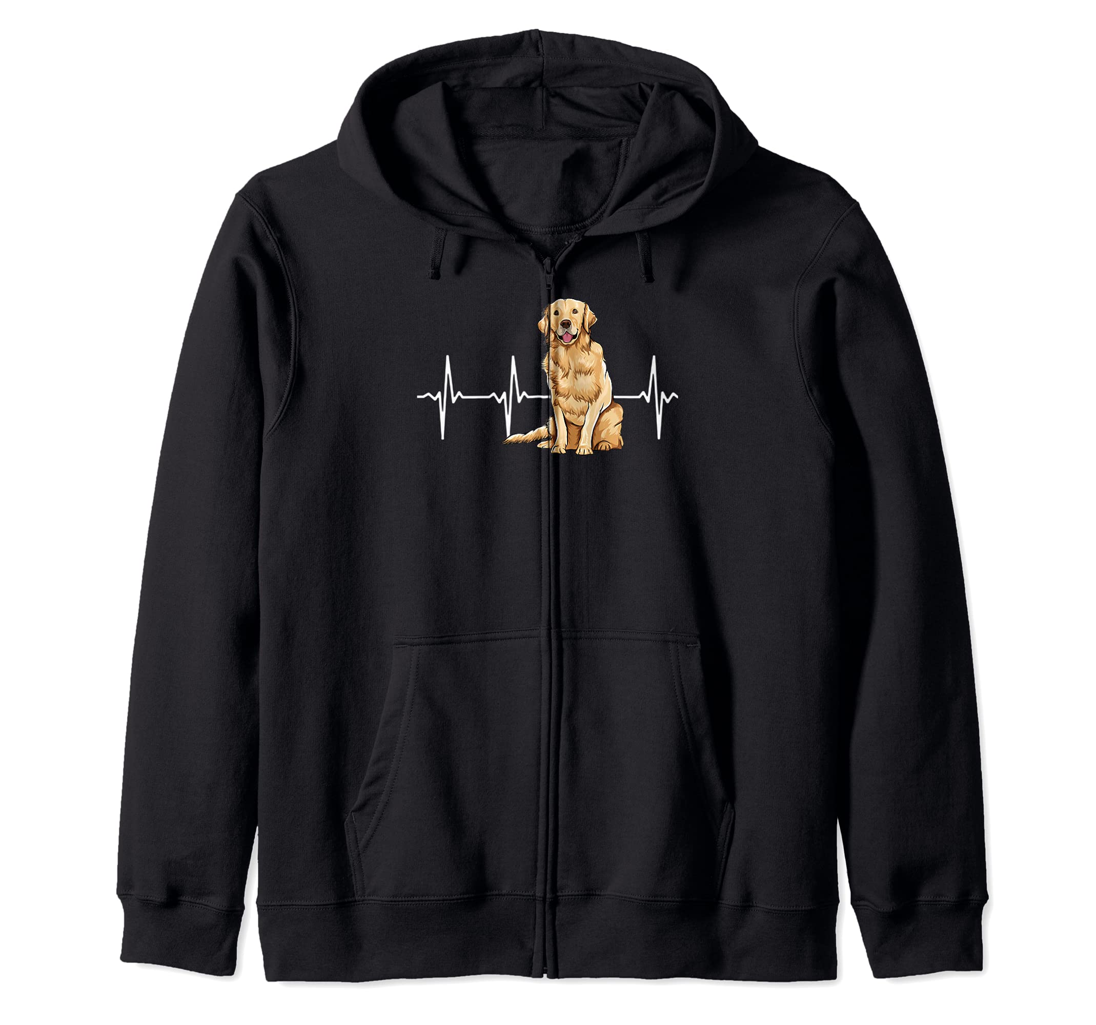 Golden Retriever Heartbeat Dog Lover Zip Hoodie