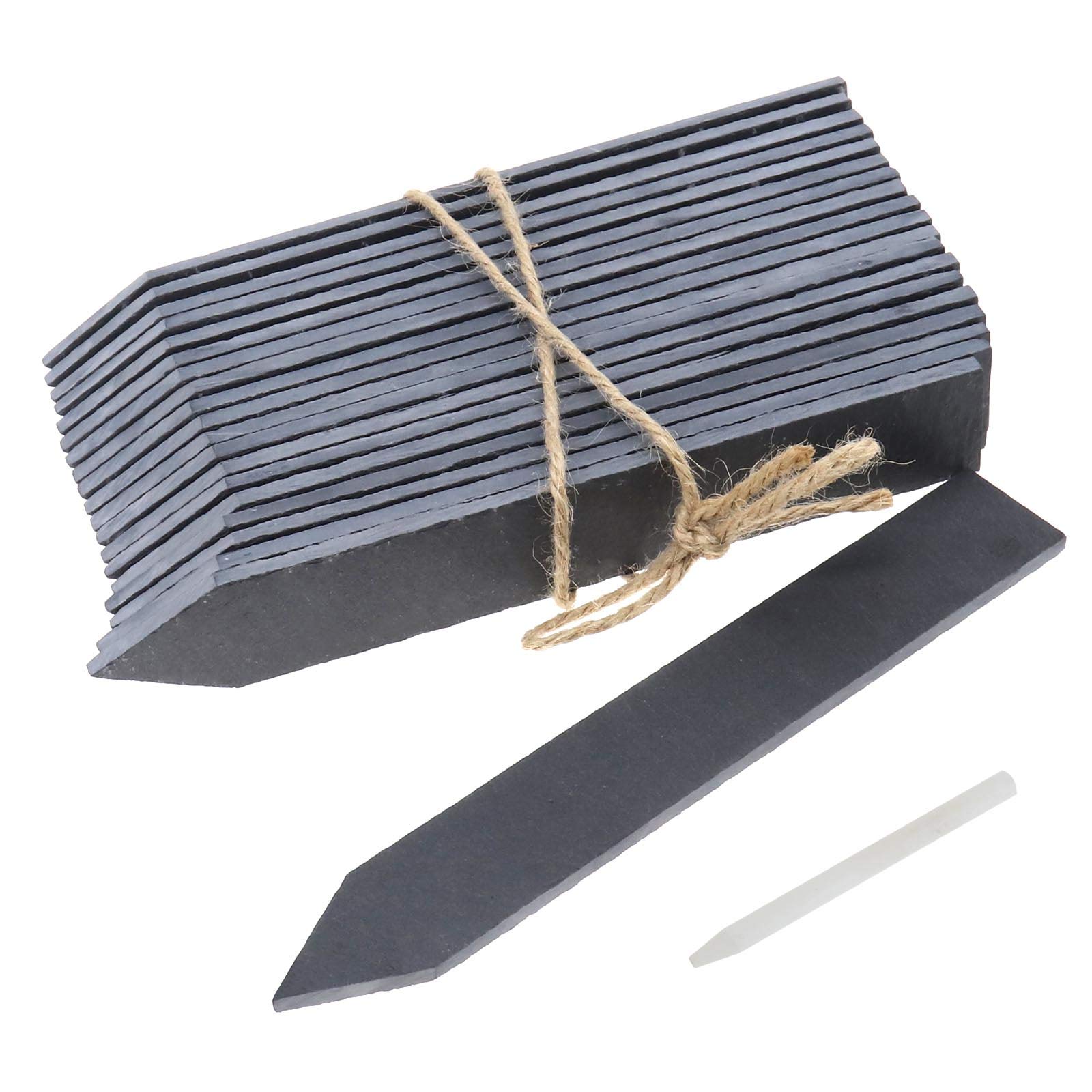 YINETTECH 20x Slate Chalkboard Set, with Slate Pencil for Garden Green House Pot Plant Seeds Seedling Label - 20.3x3cm