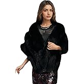 ELFJOY Luxury Faux Fur Shawl for Women Winter Fur Coat Wedding Party Fur Stole Wraps for Evening Dresses