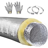 Cuchiilo 4 Inch Insulated Flexible Duct,HVAC Insulation Duct,25 Feet Insulated Duct, 4 in Insulated Duct Hose, R4.2 Air Flexible Duct Aluminum Hose 4''25' Long,for HVAC Flex Ductowrk