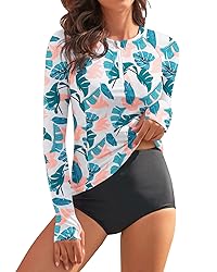 WOWENY Women Rash Guard Long Sleeve Swimsuit Top