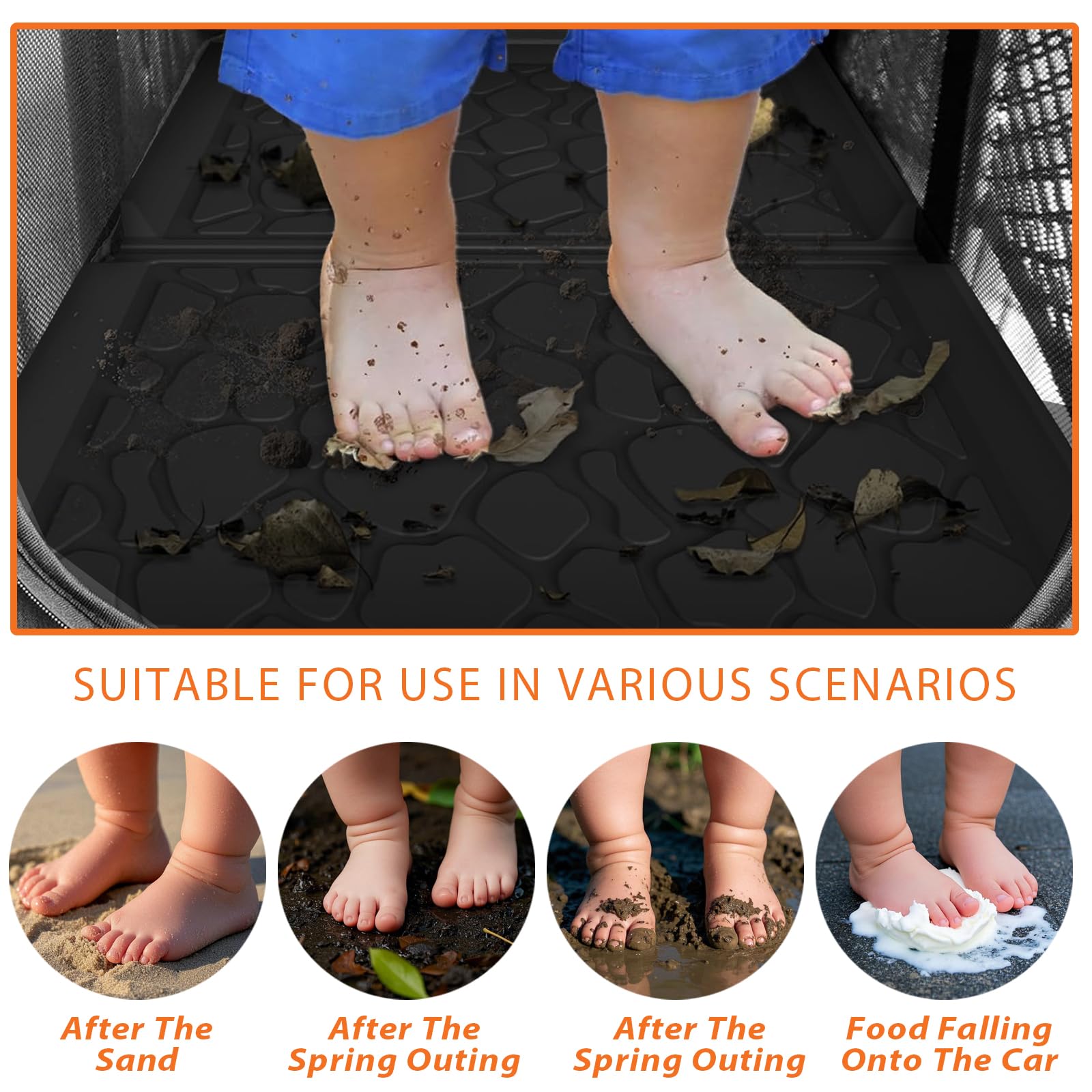 All Weather Silicone Stroller Wagon Mat - Waterproof Protective Liner for Sand, Dirt, Mud & Rain - Compatible with Wonderfold Wagon W4-33.6