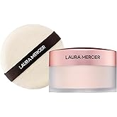 Laura Mercier Translucent Loose Talc-Free Setting Powder Ultra-Blur in Tone-Up Rose: Natural & Blurring Finish, Hyaluronic Acid Infused, For Enlivening Fair to Medium Skin Tones + Velour Puff Bundle