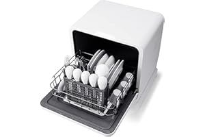 ARLIME Compact Countertop Dishwasher, Portable Dishwasher W/7.5-L Built-in Water Tank, 5-Program, 360° Dual Spray, 24H Air-Dry Function, Child Lock, Mini Dishwasher for Apartments, Dorms & RVs, White