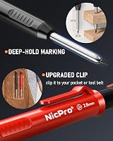 Nicpro Deep Hole Marker Pencil Set 6 Solid Carpenter Pencils with 54 Refills view 2