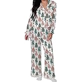 Sastianaen Cute Satin Pajama Set for Women Silk Bow Tie Long Sleeve Shirt and Pants 2 Piece Sleepwear