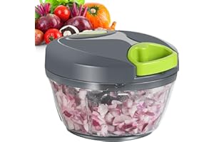 Ourokhome Procesador manual de alimentos, picador portátil con cuerda, para picar ajo, cebolla, verduras, jengibre, frutas, f