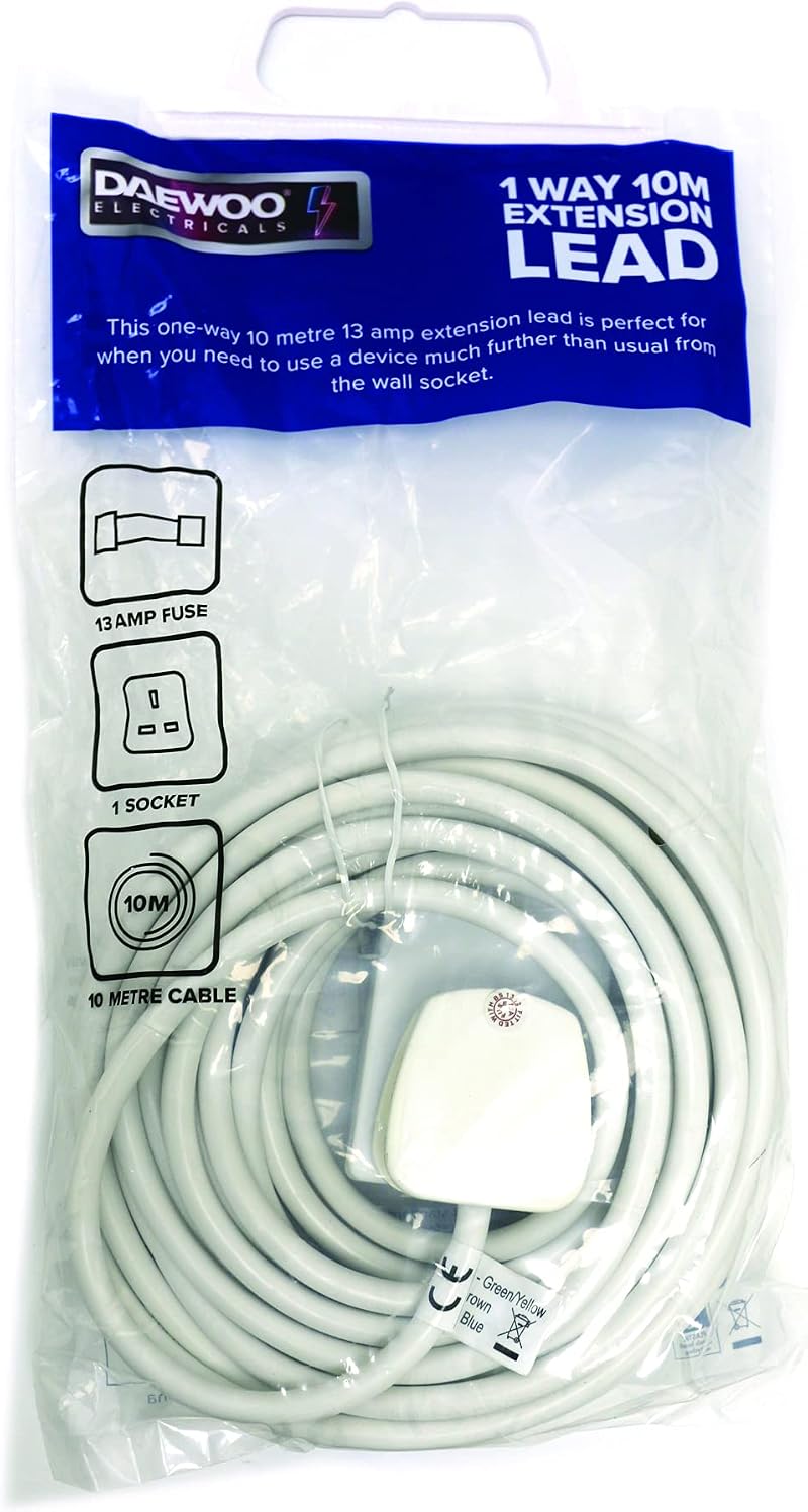 Daewoo 1 Gang 10 Metre Extension Cable with Power On Indicator