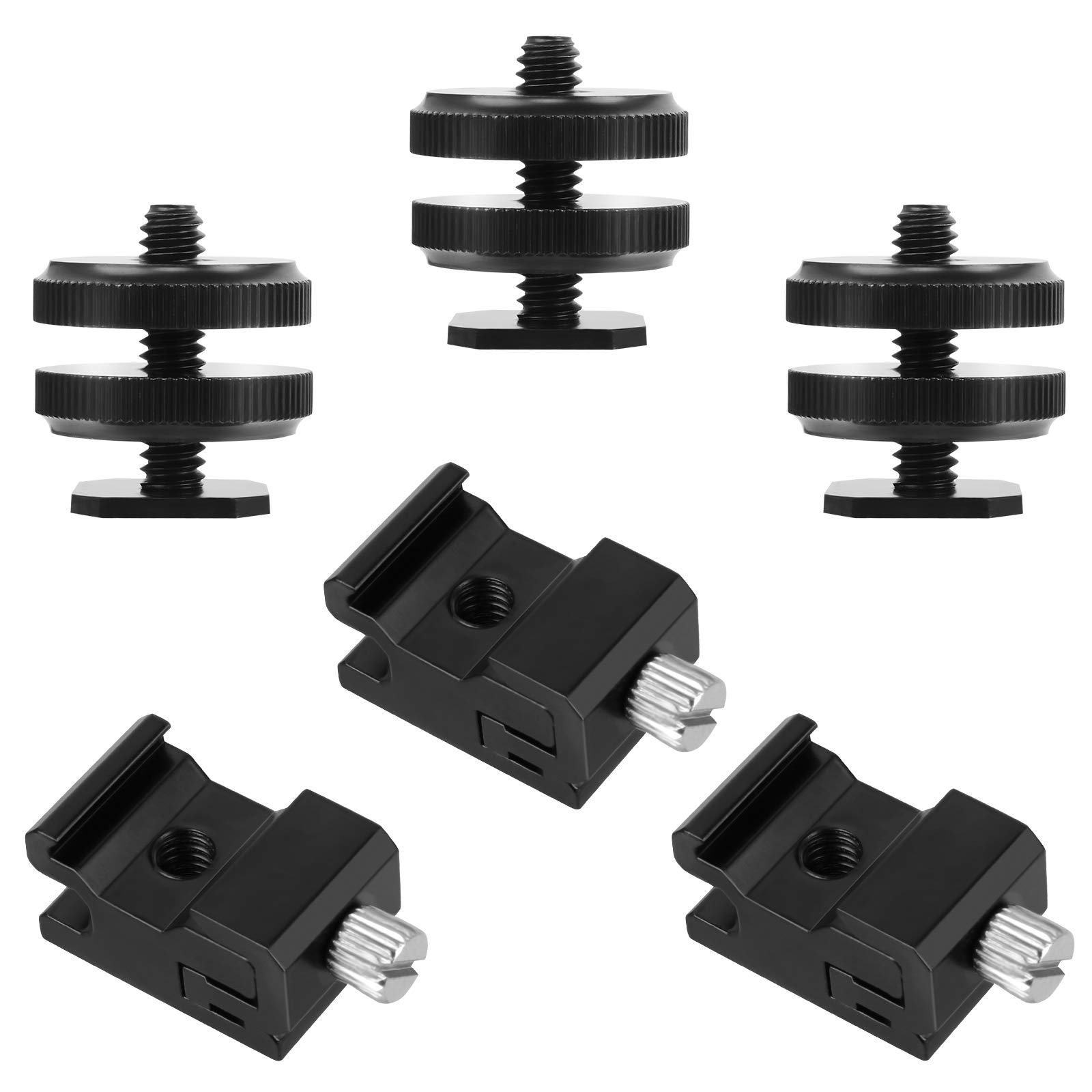 Iyowei 6 Pack Flash Shoe Mount, Cold Shoe Mount + Hot Shoe Mount Adapter with 1/4" Tripod Screw, Aluminum Alloy Camera Shoe Mount Adapter Cold Shoe Bracket Tripod Screw Adapter for DSLR Camera Rig