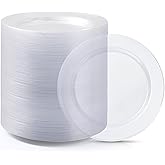 Bestluck 100PCS Clear Plastic Dessert Plates 7inch, Premium Hard Disposable Plates for Party, Wedding
