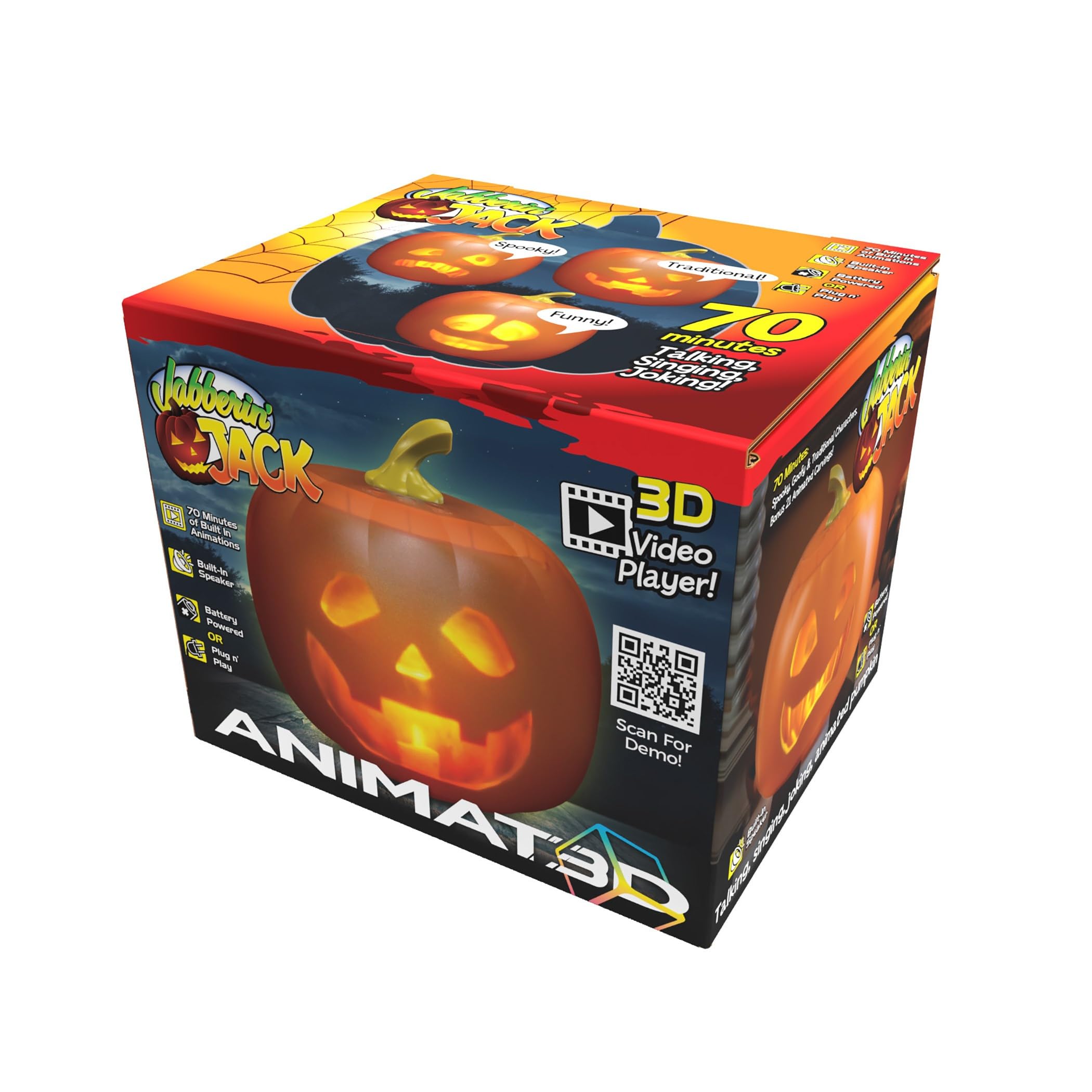 Photo 1 of ANIMAT3D Jabberin' Jack Talking Animated Pumpkin with 8 Inch Screen and Built-in Projector + Speaker