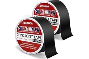 Cylinnda Deck Joist Tape 2" x 50', 2 Rolls Waterproof Weather Resistant Self-Adhesive Butyl Flashing Tape for Wood Decking - Black