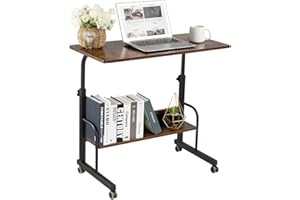 SIDUCAL Portable Laptop Desk, Mobile Laptop Cart Adjustable Height, Rolling Laptop Stand for Desk, Rolling Computer Cart with Wheels, Couch Desk Bed Desk for Laptop and Writing, 31.5'' Rustic Brown