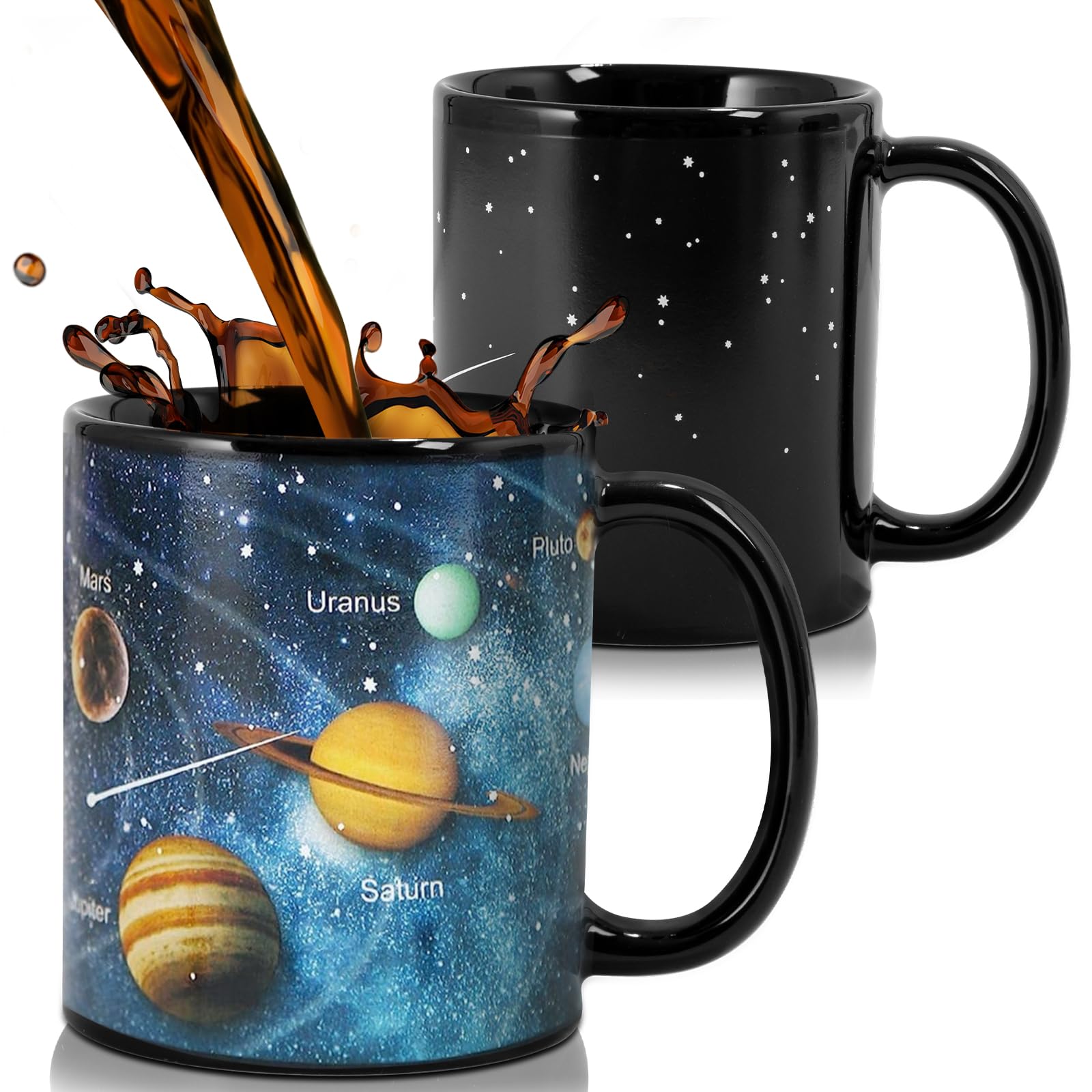 Doublewhale Magic Mug, Color Changing Mugs for Men Kids, Christmas Novelty Gifts for Men, Cool Astronomy Space Physics Gifts for Teaher Friend - 12OZ Magic Solar System Ceramic Coffee Cup