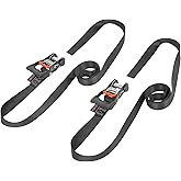 PowerTye Mfg Endless Ratchets - 1.5 inch x 7 Foot Ergonomic (no Hooks) - 800 lb. Working Load Limit - Black 2-Pack