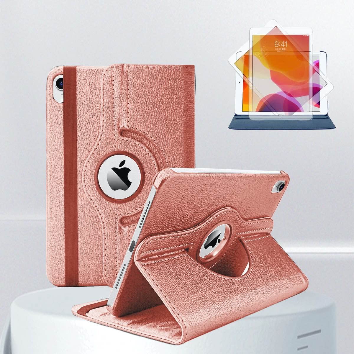Gocob iPad 10.2 Case - 360 Degree Rotating Stand Protective Cover with Auto Sleep Wake for iPad 10.2 7th 8th 9th Gen 2019/2020/2021 Model (Rose gold)