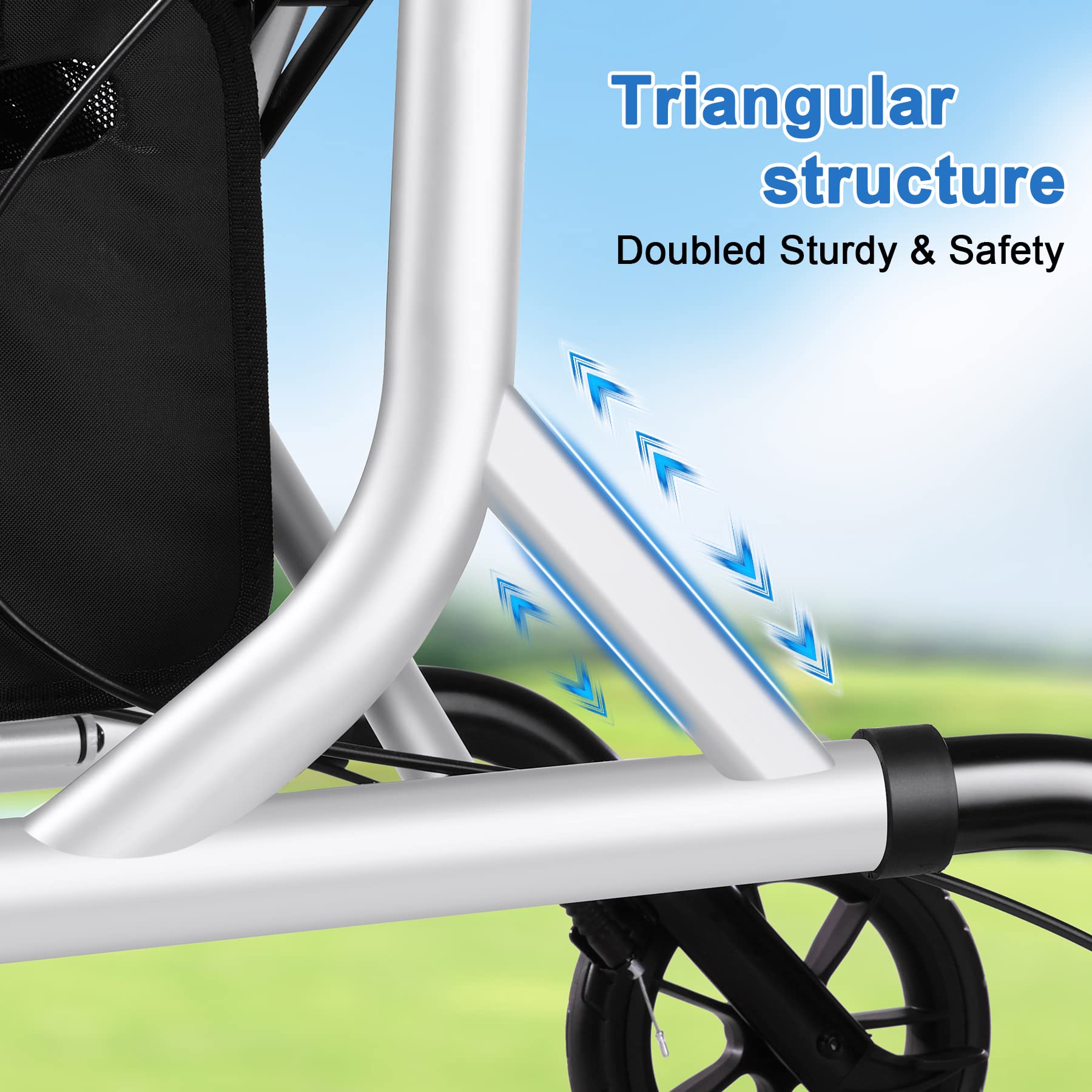 WALK MATE Rollator Walker for Seniors with Cup Holder, Upgraded Thumb Press Button for Height Adjustment, 4 x 8 Wheels Walker with Seat Padded Backrest Folding Lightweight Walking Aid, White