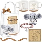 Roshtia 3 Set Valentine's Day Elephant Friendship Gift for Women Galentines Sisterhood Cute Crochet Elephant Mug Card Bracelet Bag for Best Friend New Year Birthday Party Favor Thank You Office Gift