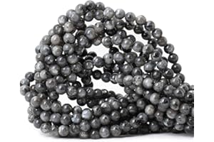 CHEAVIAN 60PCS 6mm Natural Black Labradorite Gemstone Round Loose Beads Crystal Energy Stone for DIY Jewelry Making 1 Strand 15"