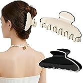 2 Pack Medium Hair Clips for Women, Strong Hold Recycled Plastic Claw Clips for Thick Hair | Great for Updo Half Up Hairstyle | Ideal Gifts Hair Accessories for Women - Black and White Holiday Gift