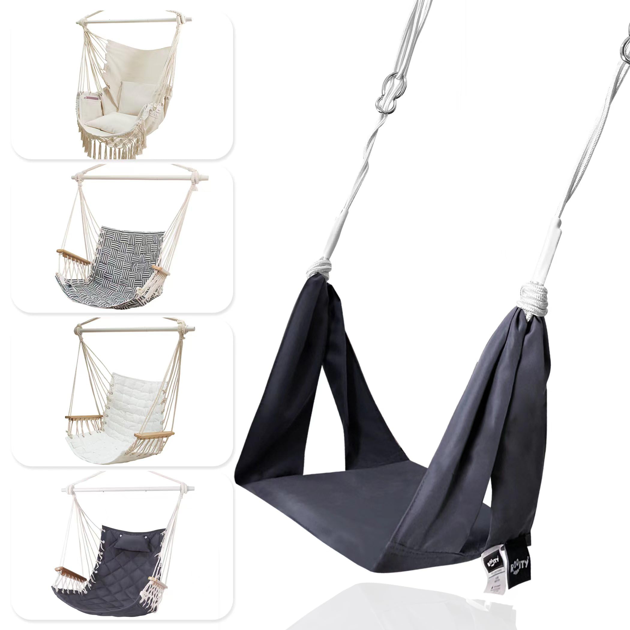 Photo 1 of ROOITY Universal Hammock Chair Footrest - Adjustable Length & One-Size-Fits-Most;Quick-Clip Attachment for Hanging Chairs, Foldable & Lightweight for Patio, Indoor(Footrest Only - Chair Not Included)