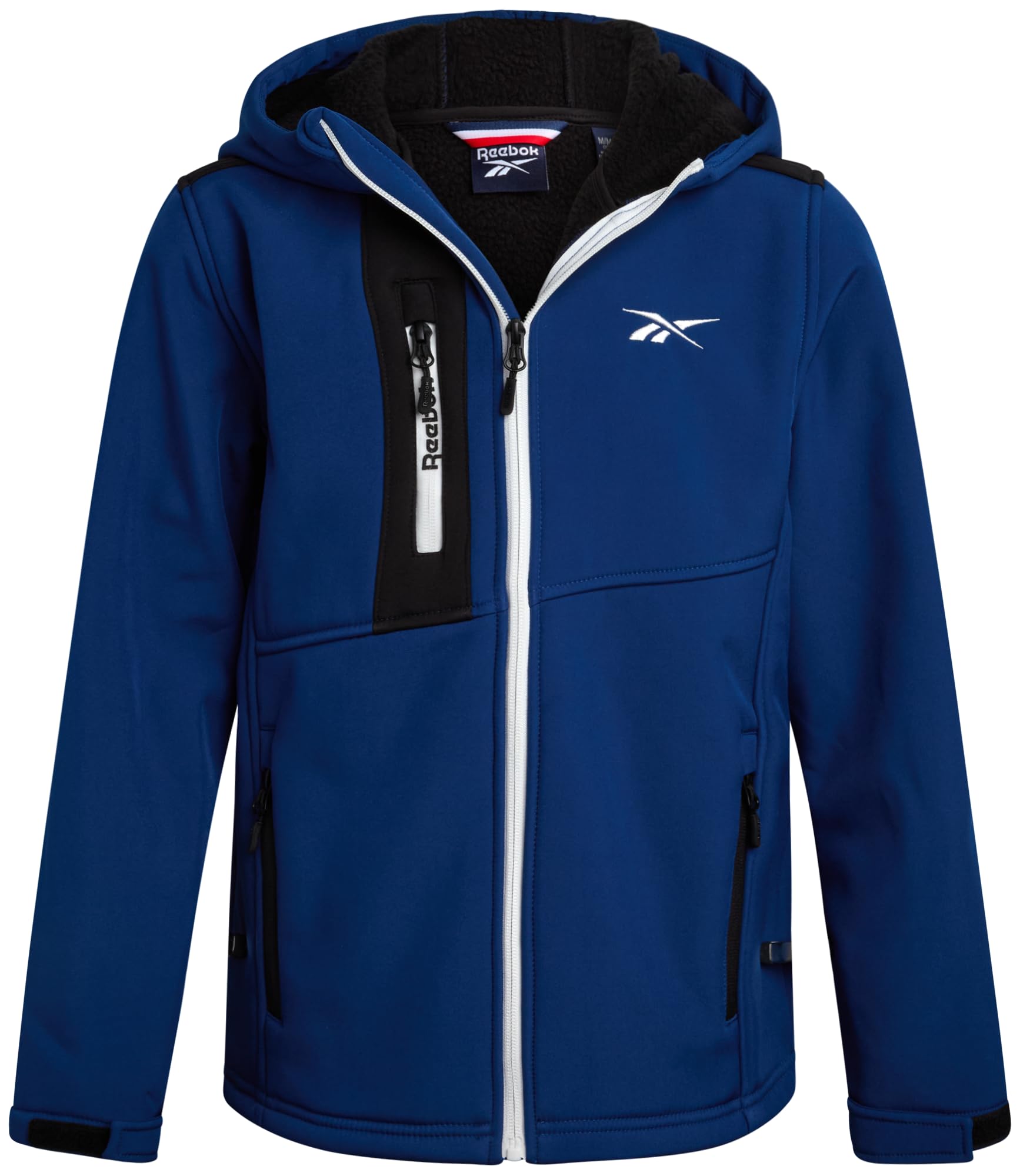 Photo 1 of Reebok Boys Soft Shell Jacket - Lightweight Insulated Fleece Lined Softshell Coat and Hooded Windbreaker Jacket for Boys, Size 8, Batik Blue