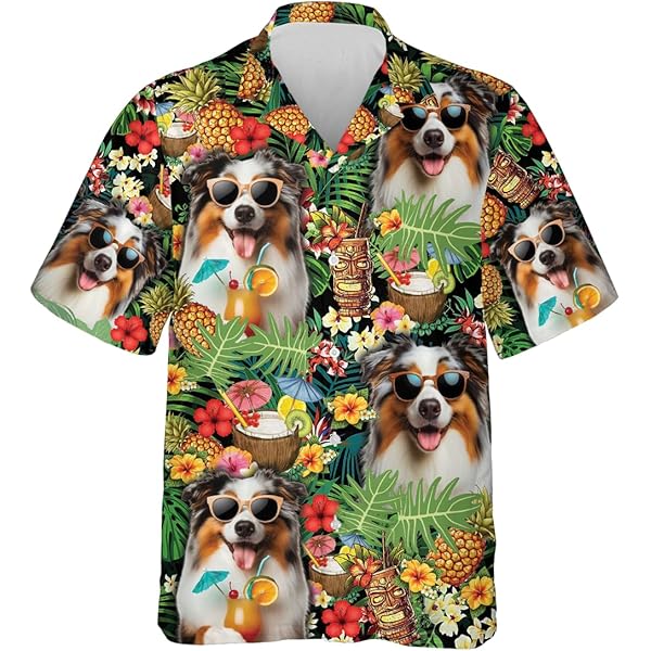 Amazon.com: HANZSPROUT Australian Shepherd Hawaiian Shirt for Men