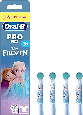 Kids 3+ elektrische Zahnbürstenköpfe Disney Die Eiskönigin, Packung mit 4 Ersatzbürsten, sanft für Kinder, mit weichen Borsten