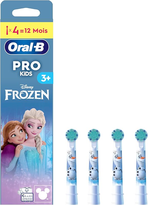 Kids 3+ elektrische Zahnbürstenköpfe Disney Die Eiskönigin, Packung mit 4 Ersatzbürsten, sanft für Kinder, mit weichen Borsten