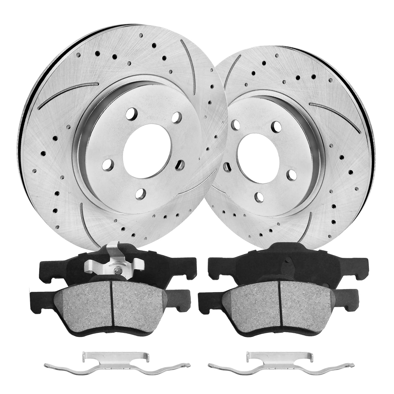 Photo 1 of funire Front Vented Brake Pads and Rotors Kit Compatible with 2005-2010 Ford Escape, 2005-2010 Mercury Mariner, 2005-2006&2008-2011 Mazd Tribute, Automotive Replacement Brake Kit for 302.9mm(11.9in)