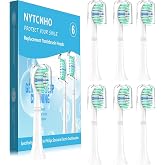 Replacement Toothbrush Heads Compatible with Philips Sonicare,6 Pack,White | Replacement Brush Heads for Sonicare Electric Toothbrush C1 C2 G2 W 4100 and More Snap-on Handles,Soft Dupont Bristles