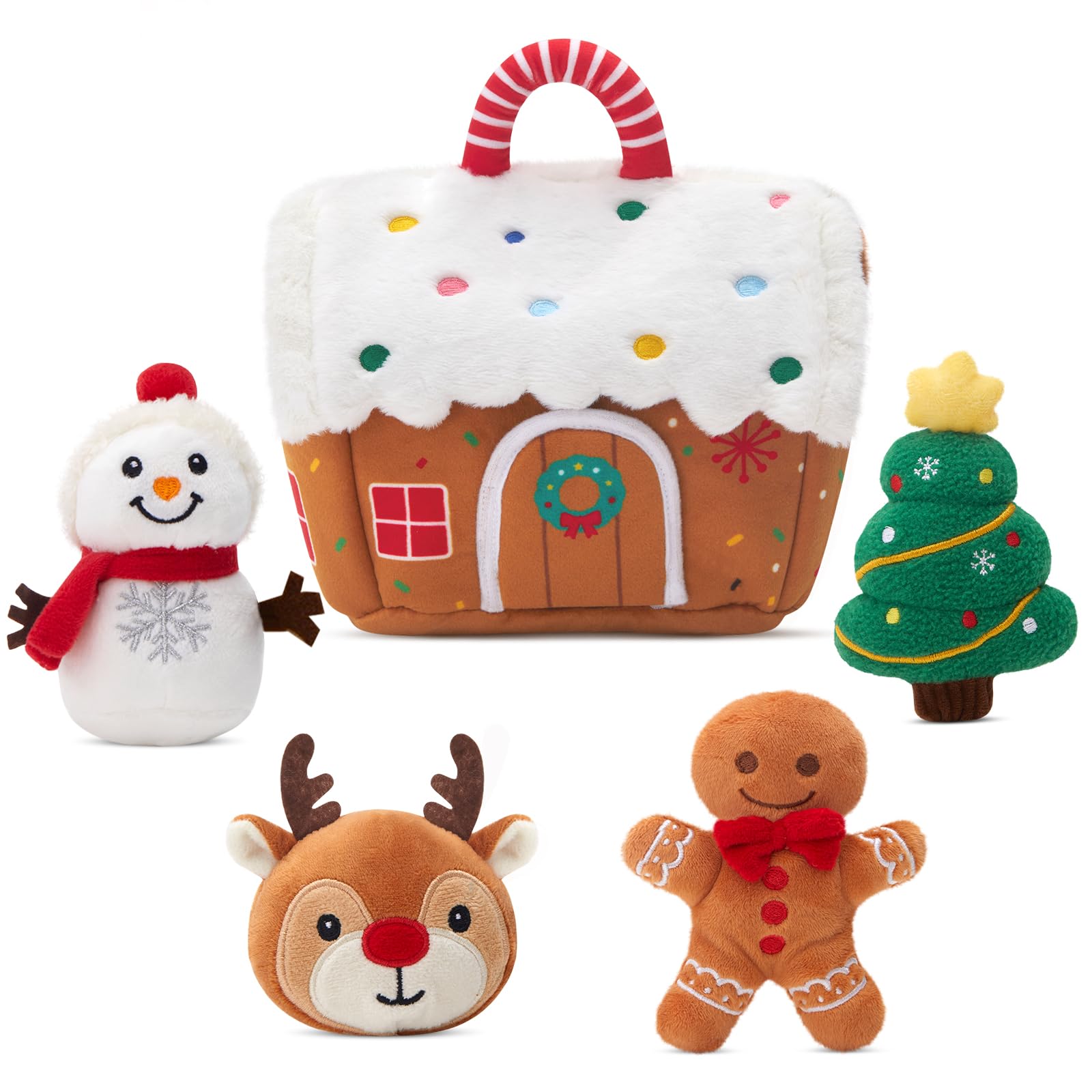 View 1 of 1 PIECE ONLY- Glow Guards Baby First Christmas Plush Playset, Gingerbread House 5-Piece Stuffed Toy Set with Gingerbread Man, Reindeer, Christmas Tree, Snowman, Interactive for Babies Boys Girls, 7"