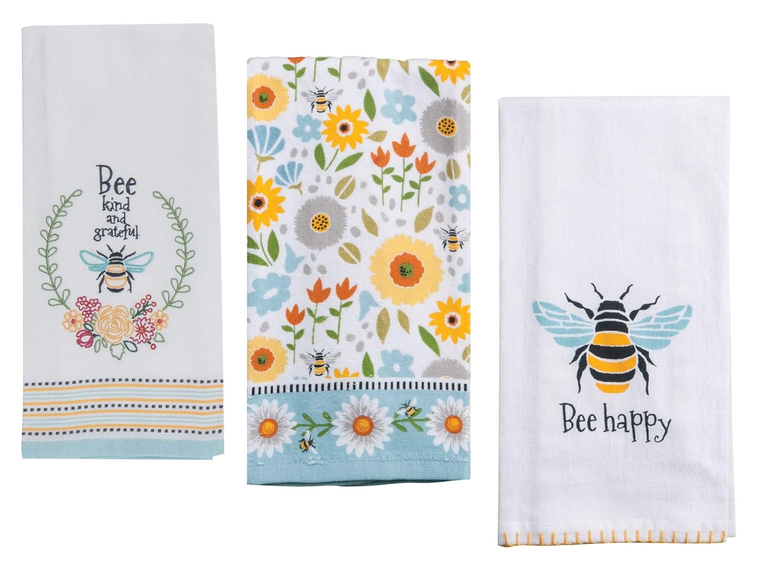 Amazoncom 3 Honey Bee Themed Decorative Cotton Kitchen Towels Set