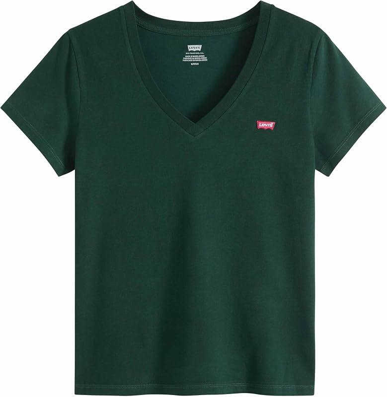 T-Shirt à col V Parfait pour Femme (1 pièce), Vert pin, M — photo 5 sur 6