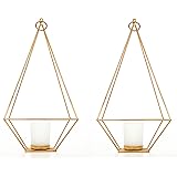 Hosley Set of 2 Gold Finish Tealight/Votive Holder Lantern with Votive Frosted Candle Holder- 11.5" High. Ideal Gift for Weddings, Special Events, Parties LED Candle Gardens, Spa, Aromatherapy O4