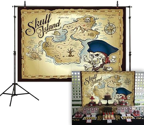 Amazon Com Allenjoy 7x5ft Pirate Skull Island Treasure Map