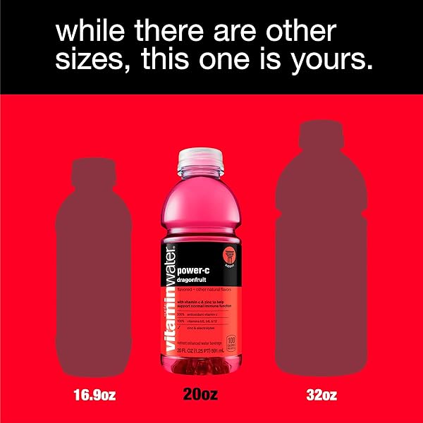 VITAMINWATER POWER-C DRAGONFRUIT NUTRIENT ENHANCED FLAVORED WATER BEVERAGE, 20 FL OZ BOTTLES, 12 PACK