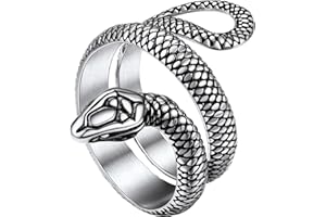 RICHSTEEL Stainless Steel/18K Gold Plated/Black Snake Ring for Men Women Size 7-12 Serpent Reptile Rings Punk Gothic Jewelry(with Gift Box)