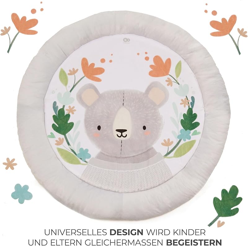 COZYPLAY Spielmatte für Babys, Spieldecke mit Aktivierende 4 Spielzeugen, Praktisch - maschinenwaschbar, 2 weiche Spielbögen, Komfortable Lagerung