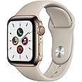 Apple Watch Series 5 (GPS + Cellular, 44MM) - Gold Stainless Steel Case with Stone Sport Band (Renewed)