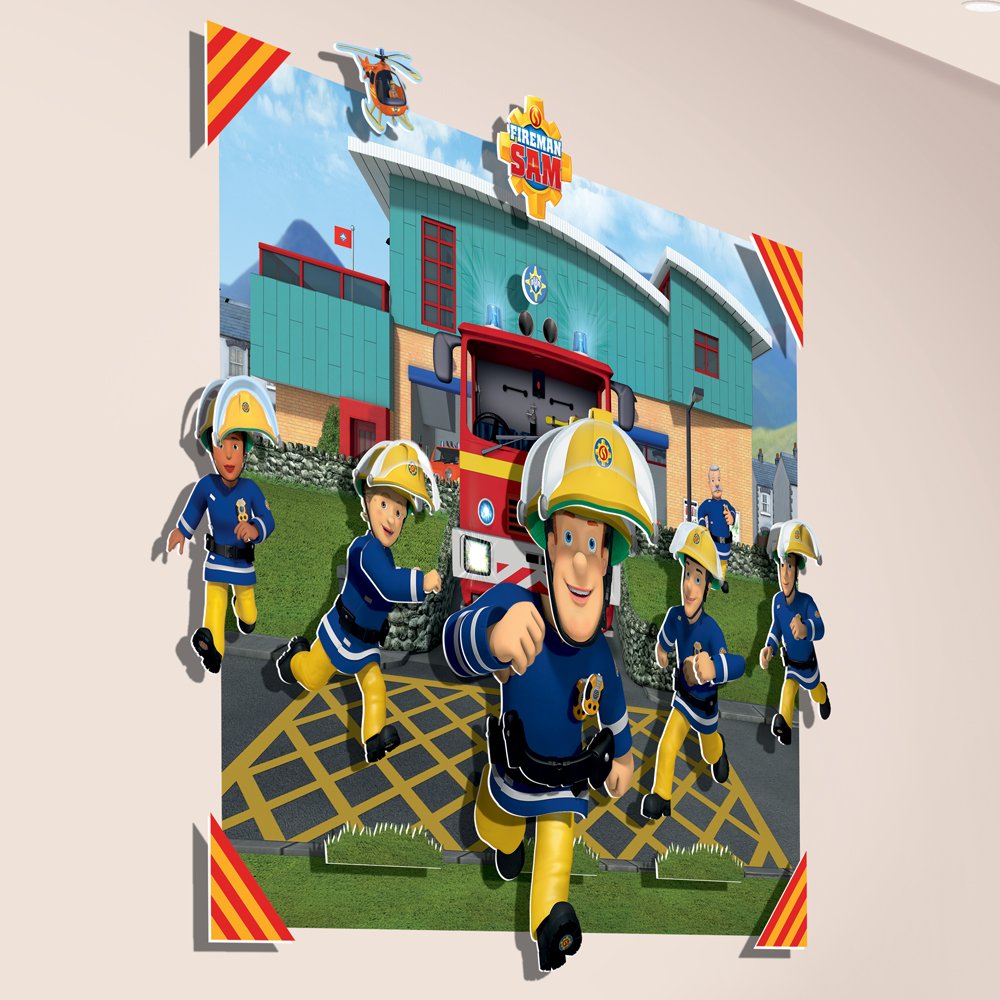 Fireman Sam 3d Pop Out Wall Decoration Paper Card Multi Colour