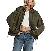 Meyhad Women’s Barn Jacket Corduroy Collar Zipper Utility Jacket Cinchable Hem Workwear Jacket with Pockets
