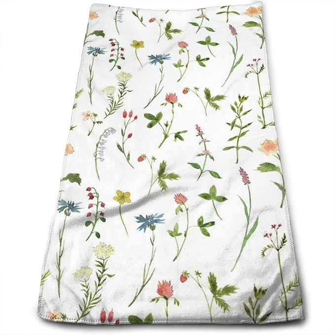 Towels polyester Cotton，Spring Season Themed Watercolors Painting Of