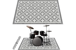 RV MURTS Drum Rug Outdoor 5x8FT Large Drum Carpet with Non-Slip Grip Bottom, Soundproof Drum Floor Mat for Electrical Drum with Drum Anchor, Drum Mat for Fall Live Show, Record Room, Fold Package and No Crease
