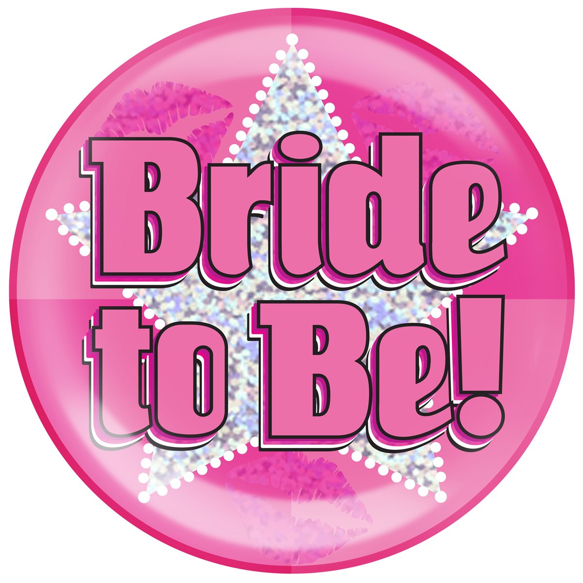 OAKTREE UK 633612 6" Jumbo Badge Bride to Be Holographic Dot, White
