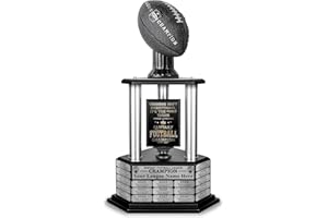 TrophySmack Perpetual Fantasy Football Trophy - Customizable Championship Trophy Award Winner | Engraving Included up to 19 Years Past Winners | 26-56 Inch (Vivid Black)