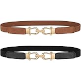 JASGOOD Women Skinny Elastic Stretch Belt for Dresses Retro Ladies Waist Vintage Thin Belt