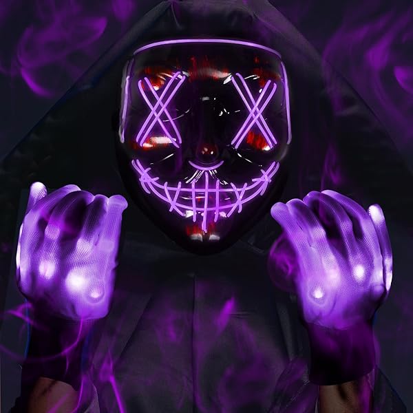 Casco De Halloween Punk, Máscara De Samurái Con Luz Led Y Ge