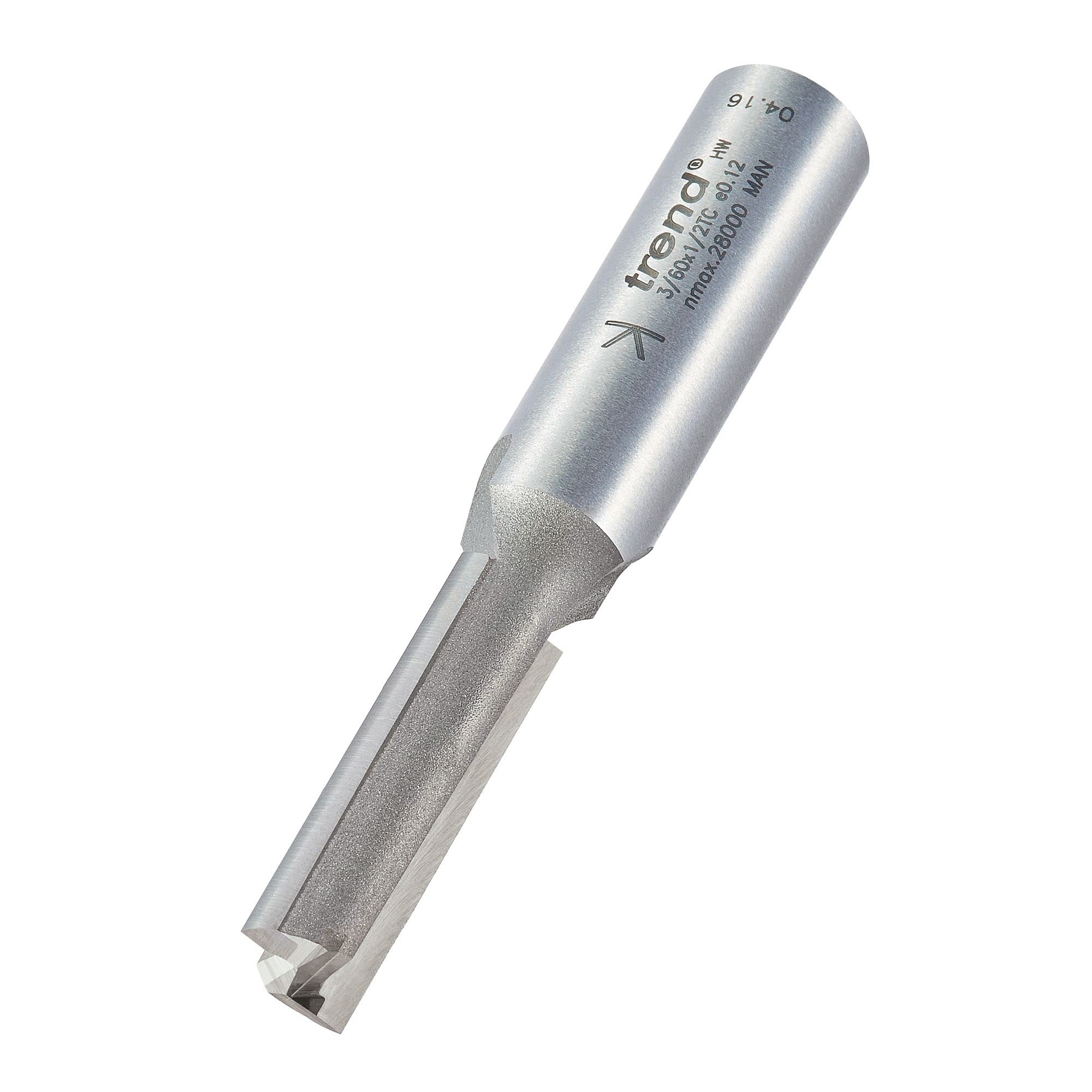 Trend Professional Straight Two Flute Router Cutter, 1/2 Inch Shank, 10mm Cut Diameter, 35mm Cut Length, Tungsten Carbide Tipped, 3/60X1/2TC